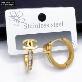 Сережки мед.сталь14К 10626 (1,5см.)